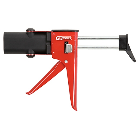 Rote Kartuschenpistole mit schwarzem Griff und dem Logo 'KS TOOLS'.